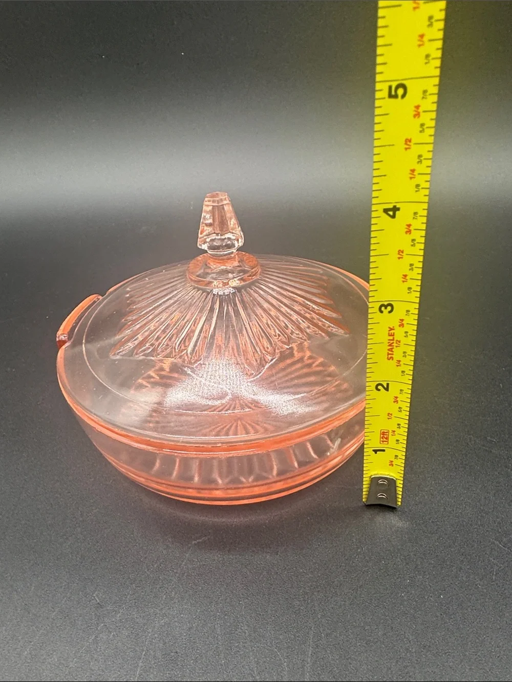 Vintage Style Pink Glass Lidded Candy Dish - Home Accents
